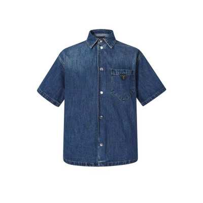 프라다 남성 데님 반팔 셔츠 - Prada Mens Denim Shirts - pr432x