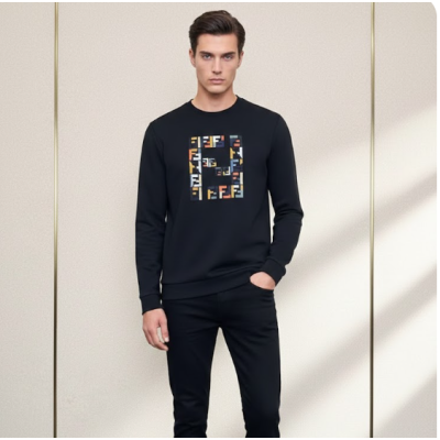 [펜디]Fendi 2026 Mens Logo Crew-neck Cotton Tshirts - 펜디 2026 남성 몬스터 크루넥 코튼 긴팔티 Fen0572x.Size(m - 4xl).블랙