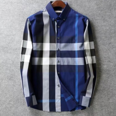 [버버리]Burberry 2020 Mens Classic Casual Cotton Check Tshirts - 버버리 2020 남성 클래식 캐쥬얼 코튼 체크 셔츠 Bur02200x.Size(m - 3xl).블루