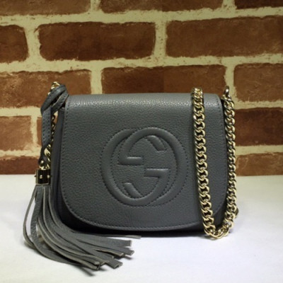 Gucci 2020 Ladies Leather Chain Shoulder Bag,18CM - 구찌 2020 여성용 레더 체인 숄더백 323190,GUB0980,18CM,그레이