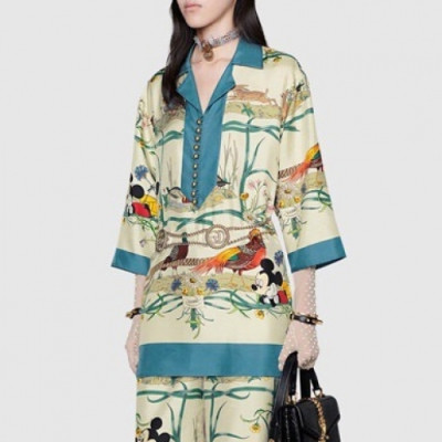 Gucci Womens Silk Short Sleeved Tshirts - 구찌 여성 실크 반팔 티셔츠 - guc2412x