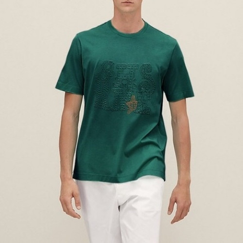 Hermes 2020 Mens Crew-neck Silket Short Sleeved Tshirts - 에르메스 2020 남성 크루넥 실켓 반팔티 Her0435x.Size(m - 2xl).그린