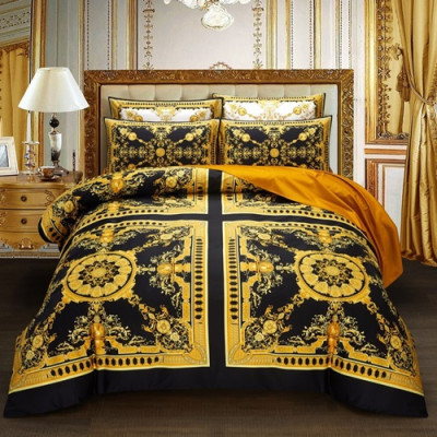 Versace 2020 Cotton Bedding 4 Set - 베르사체 2020 코튼 4종 세트, BEDS0017,블랙옐로우