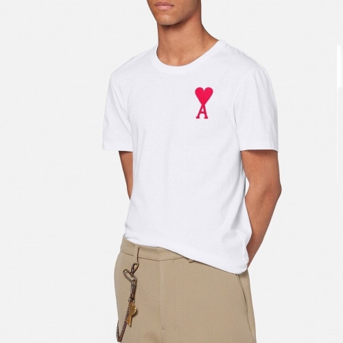 Ami 2020 Mens Heart Logo Casual Cotton Short Sleeved Tshirts - 아미 2020 남성 하트 로고 캐쥬얼 코튼 반팔티 Ami0028x.Size(s - xl).화이트