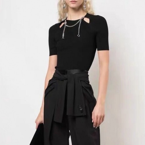 Alexsander Wang Womens Short Sleeved Tshirts - 알렉산더왕 2020 여성 코튼 반팔티 Alw0103x.Size(s - l).블랙