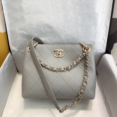 Chanel 2020 Leather Chain Shoulder Bag,22CM - 샤넬 2020 여성용 레더 체인 숄더백,CHAB1474,22CM,그레이
