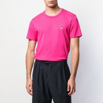 Ami 2019 Mm/Wm 'Ami de Coeur' Casual Cotton Short Sleeved Tshirt - 아미 2019 남/녀 로고 코튼 캐쥬얼 반팔티 Ami0032x.Size(s - xl).핑크