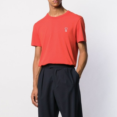 Ami 2019 Mm/Wm Casual Cotton Short Sleeved Tshirt - 아미 2019 남/녀 로고 코튼 캐쥬얼 반팔티 Ami0033x.Size(s - xl).레드