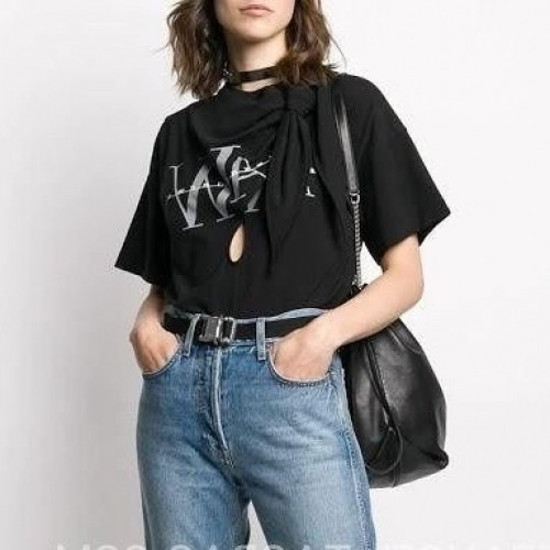 Alexsander Wang Womens Short Sleeved Tshirts - 알렉산더왕 2020 여성 로고 코튼 반팔티 Alw0118x.Size(s - l).블랙