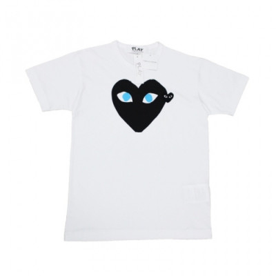 [꼼데가르송]Cdgplay 2020 Mm/Wm Heart Cotton Short Sleeved Polo Tshirts - 꼼데가르송 2020 남/녀 하트 코튼 반팔 폴로티 Cdg0100x.Size(s - 2xl).화이트