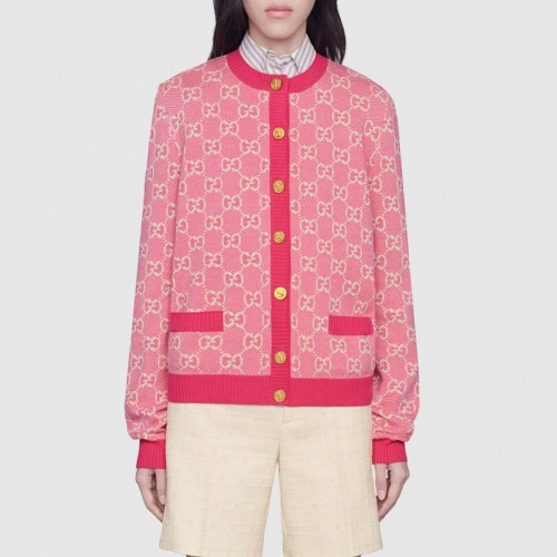 Gucci Womens Trendy Crew-neck Wool Cardigan - 구찌 2020 여성 드렌디 크루넥 울 가디건 Guc02985x.Size(s - l).핑크