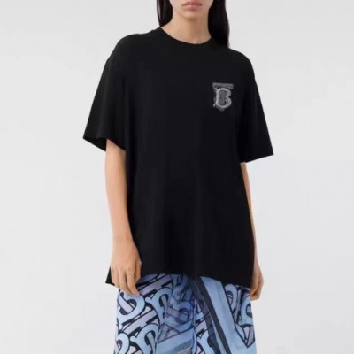 Burberry Mm/Wm Logo Cotton Short Sleeved Tshirts - 버버리 2020 남/녀 로고 코튼 반팔티 Bur02871x.Size(xs - l).블랙