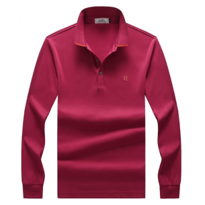 Hermes 2020 Mens Crew-neck Casual Cotton Tshirts- 에르메스 2020 남성 크루넥 캐쥬얼 코튼 기모 긴팔티 Her0523x.Size(m - 3xl).레드