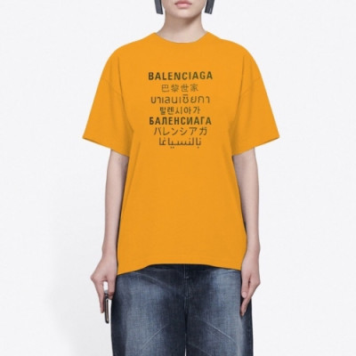 Balenciaga Mm/Wm Logo Cotton Short Sleeved Tshirts - 발렌시아가 남/녀 로고 코튼 반팔티 Bal0772x.Size(xs - l).오렌지