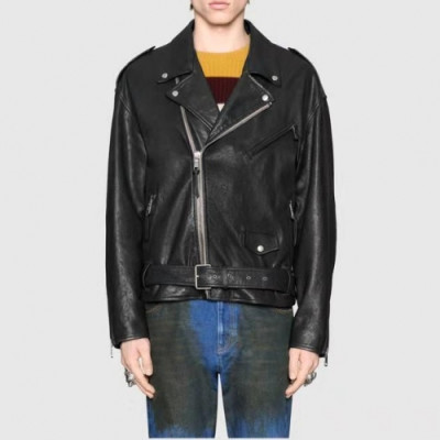 [구찌]Gucci 2020 Mens Classic Leather Jackets - 구찌 2020 남성 클래식 캐쥬얼 가죽 자켓 Guc03075x.Size(m - 2xl).블랙