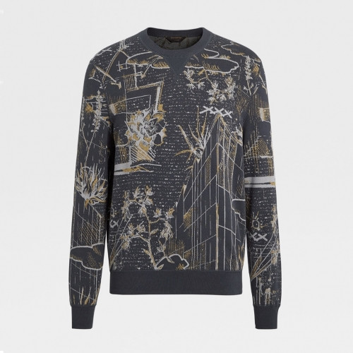 [제냐]Zegna 2020 Mens Basic Crew-neck Wool Sweater - 제냐 2020 남성 베이직  터틀넥 울 스웨터 Zeg0208x.Size(m - 3xl).그레이