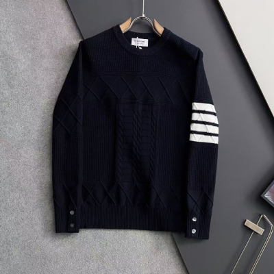[톰브라운]Thom Browne Mens Strap Crew-neck Sweaters - 톰브라운 남성 스트랩 크루넥 스웨터 Thom01065x.Size(m - 3xl).블랙