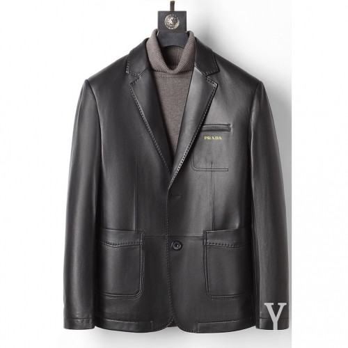 Prada 2020 Mens Logo Casual Leather Jacket - 프라다 2020 남성 로고 캐쥬얼 가죽 자켓 Pra01171x.Size(m - 3xl).블랙