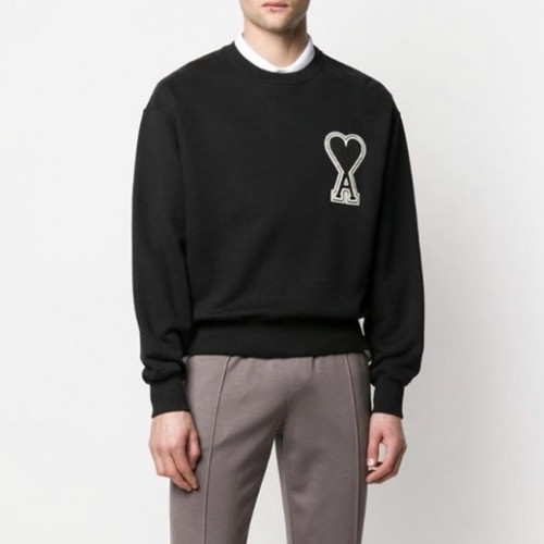 Ami 2020 Mens Logo Casual Cotton Man-to-man - 아미 2020 남성 로고 코튼 맨투맨 Ami0057x.Size(s - l).블랙