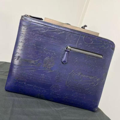 [벨루티] Berluti Custom Nino Gm Leater Clutch Bag, 36cm - 벨루티 커스텀급 클러치백, 36cm,  BLTB0012,블루