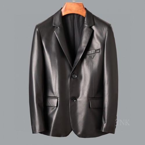Prada 2020 Mens Logo Casual Leather Jacket - 프라다 2020 남성 로고 캐쥬얼 가죽 자켓 Pra01197x.Size(m - 3xl).블랙