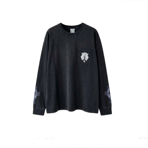 크롬하츠 남성 블랙 긴팔티 - Chrome Hearts Mens Black Tshirts - chr0321x