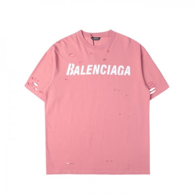Balenciaga  Mm/Wm Logo Cotton Short Sleeved Tshirts - 발렌시아가 남/녀 로고 코튼 반팔티 Bal0910x.Size(xs - m).핑크
