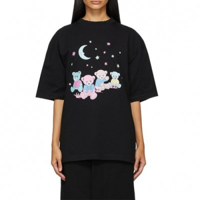 Balenciaga Mm/Wm Logo Cotton Short Sleeved Tshirts - 발렌시아가 남/녀 로고 코튼 반팔티 Bal0918x.Size(xs - l).블랙