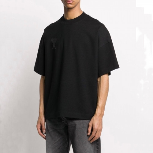 Ami 2020 Mm/Wm Casual Cotton Short Sleeved Tshirt - 아미 2020 남/녀 로고 코튼 캐쥬얼 반팔티 Ami0080x.Size(s - xl).블랙