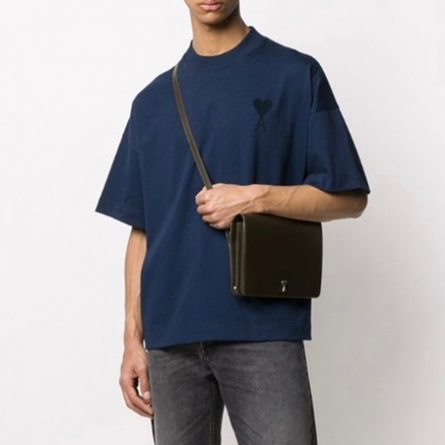 Ami 2020 Mm/Wm Casual Cotton Short Sleeved Tshirt - 아미 2020 남/녀 로고 코튼 캐쥬얼 반팔티 Ami0082x.Size(s - xl).네이비