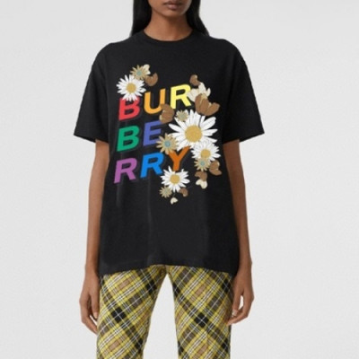 Burberry Mm/Wm Logo Cotton Short Sleeved Tshirts - 버버리 2021 남/녀 로고 코튼 반팔티 Bur03668x.Size(s - xl).블랙