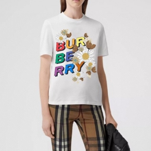 Burberry Mm/Wm Logo Cotton Short Sleeved Tshirts - 버버리 2021 남/녀 로고 코튼 반팔티 Bur03679x.Size(s - xl).화이트
