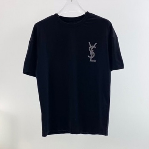Saint Laurent 2021 Mens Logo Cotton Short Sleeved Tshirs - 입생로랑 2021 남성 로고 코튼 반팔티 Ysl0113x.Size(s - 2xl).블랙