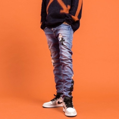 [오프화이트]Off-white 2021 Mens Logo Denim Jeans - 오프화이트 2021 남성 로고 데님 청바지 Off0661x.Size(29 - 40).블루