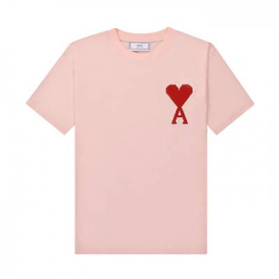 [아미]Ami 2021 Mm/Wm 'Ami de Coeur' Casual Cotton Short Sleeved Tshirt - 아미 2021 남/녀 로고 코튼 캐쥬얼 반팔티 Ami0097x.Size(s - l).핑크