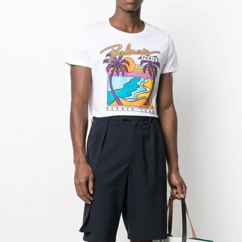 [발망]Balmain 2021 Mens Logo Cotton Short Sleeved Tshirs - 발망 2021 남성 로고 코튼 반팔티 Bam0115x.Size(m - 3xl).화이트