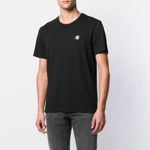 Ami 2021 Mm/Wm Casual Cotton Short Sleeved Tshirt - 아미 2021 남/녀 로고 코튼 캐쥬얼 반팔티 Ami0098x.Size(s - xl).블랙