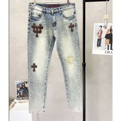 [크롬하츠]Chrom Hearts 2025 Mens Casual Denim Jeans - 크롬하츠 20205남성 캐쥬얼 데님 청바지 Chr0334x.Size(29 - 38).블루