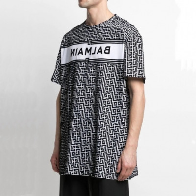 Balmain  Mens Logo Cotton Short Sleeved Tshirs Black - 발망 2021 남성 로고 코튼 반팔티 Bam0136x Size(m - 3xl) 블랙