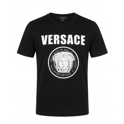 베르사체 남성 크루넥 블랙 반팔티 - Mens Black Tshirts - ver0839x