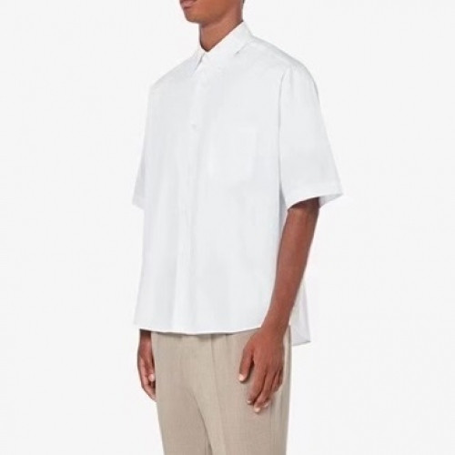 Ami Mens Logo Casual Cotton Short-sleeved Shirts White - 아미 2021 남성 로고 캐쥬얼 코튼 반팔 셔츠Ami0109x