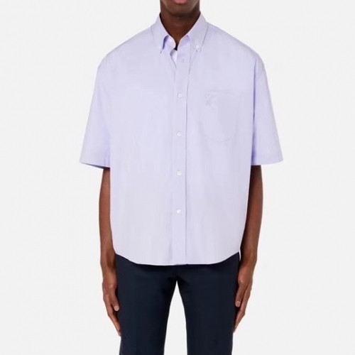 Ami Mens Logo Casual Cotton Short-sleeved Shirts Purple - 아미 2021 남성 로고 캐쥬얼 코튼 반팔 셔츠Ami0111x