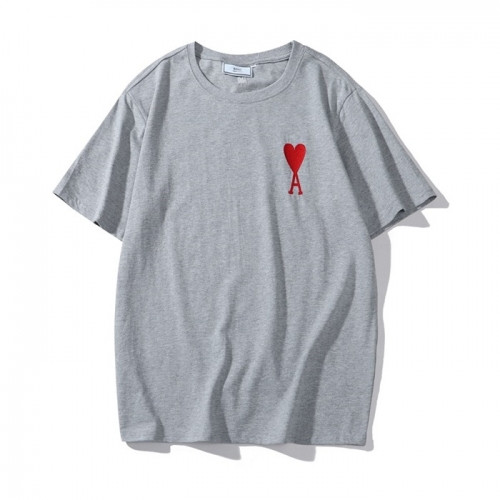 Ami Mm/Wm Casual Cotton Short Sleeved Tshirt Gray - 아미 2021 남/녀 로고 코튼 캐쥬얼 반팔티 Ami0120x Size(m - 2xl) 그레이