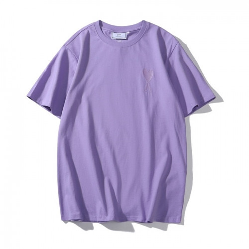 Ami Mm/Wm Casual Cotton Short Sleeved Tshirt Purple - 아미 2021 남/녀 로고 코튼 캐쥬얼 반팔티 Ami0121x Size(m - 2xl) 퍼플