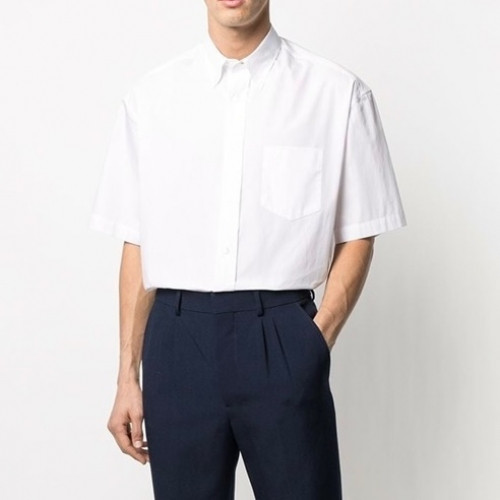 Ami Mens Logo Casual Cotton Short-sleeved Shirts White - 아미 2021 남성 로고 캐쥬얼 코튼 반팔 셔츠Ami0126x