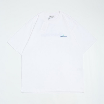 Balenciaga  Mm/Wm Logo Cotton Short Sleeved Tshirts White - 발렌시아가 2021 남/녀 로고 코튼 반팔티 Bal01056x Size(xs - l) 화이트
