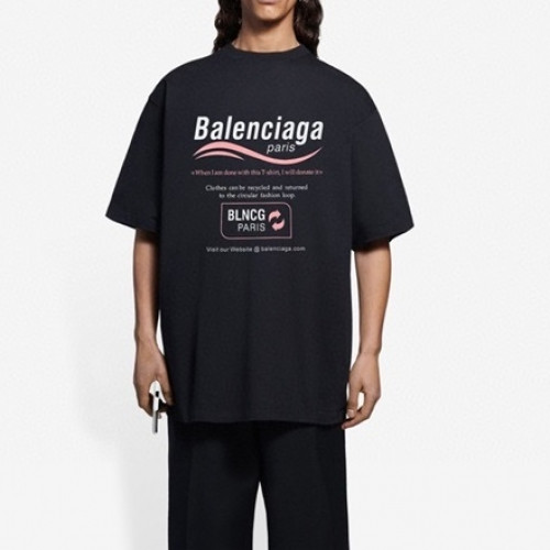 Balenciaga  Mm/Wm Logo Cotton Short Sleeved Tshirts Black - 발렌시아가 2021 남/녀 로고 코튼 반팔티 Bal01063x Size(xs - l) 블랙