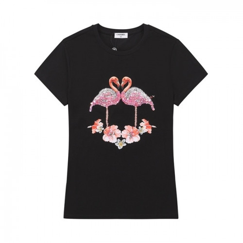Chanel  Womens 'CC' Logo Cotton Short Sleeved Tshirts Black - 샤넬 2021 여성 'CC'로고 코튼 반팔티 Cnl0697x Size(s - 2xl) 블랙