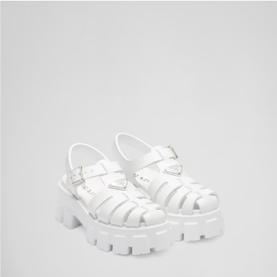 프라다 여성 화이트 러버 모놀리스 샌들 - Prada Womens White Sandles - prs662x