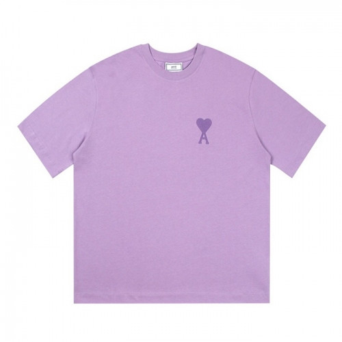 Ami Mm/Wm Casual Cotton Short Sleeved Tshirt Purple - 아미 2021 남/녀 로고 코튼 캐쥬얼 반팔티 Ami0139x Size(s - xl) 퍼플